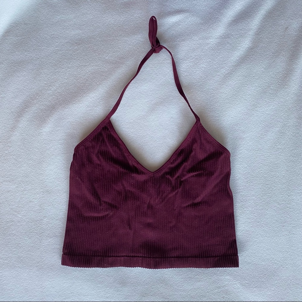 Target brand “Xhiliration” ribbed maroon bralette top